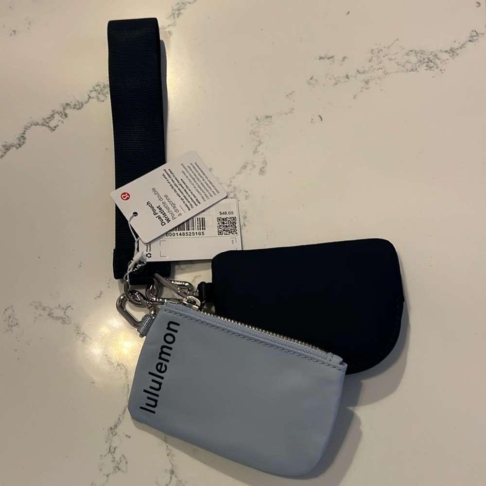Lululemon Dual Pouch Wristlet Blue and Navy